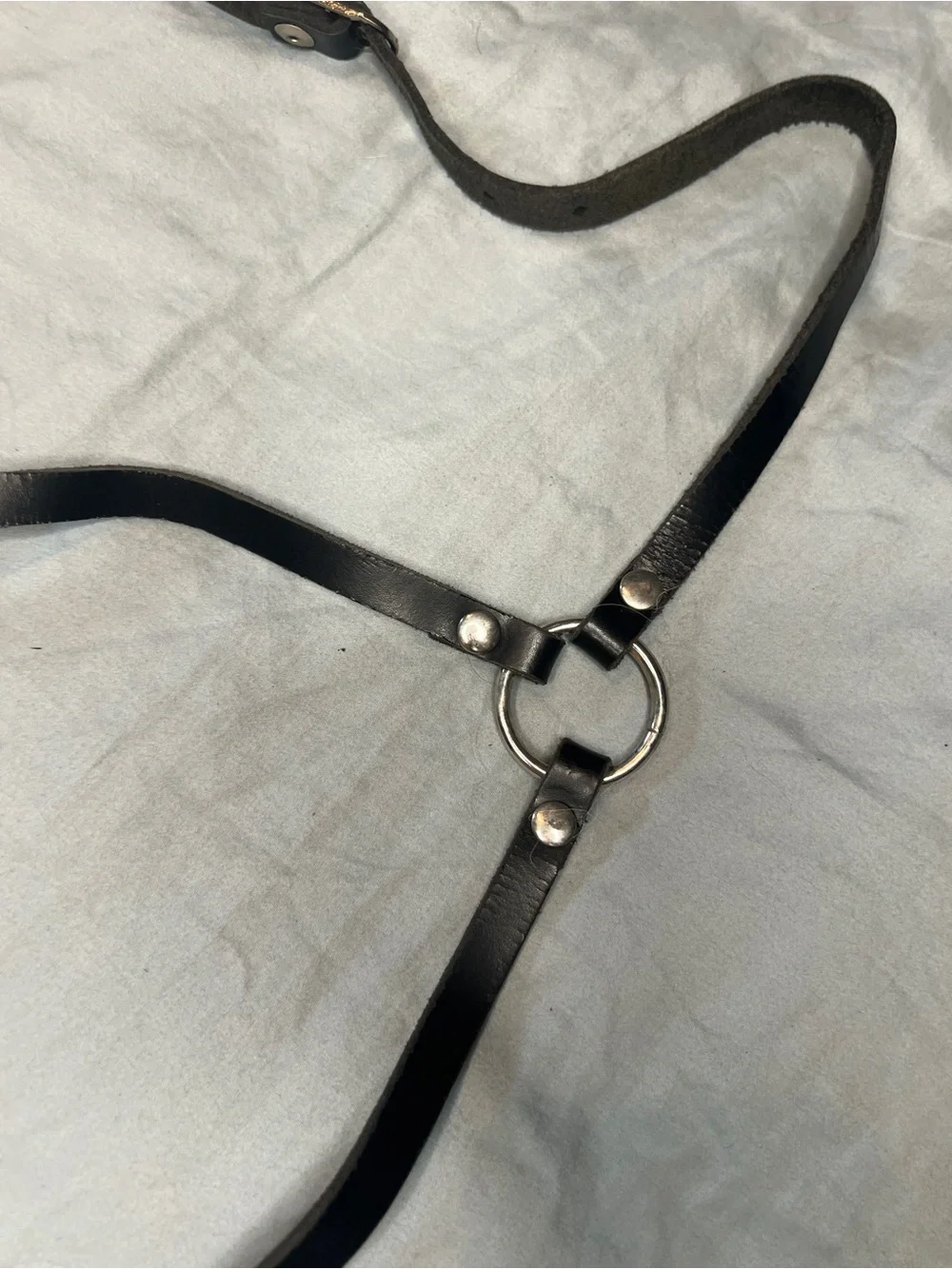 Black Leather Harness Belt with Adjustable Straps - Women's Accessory